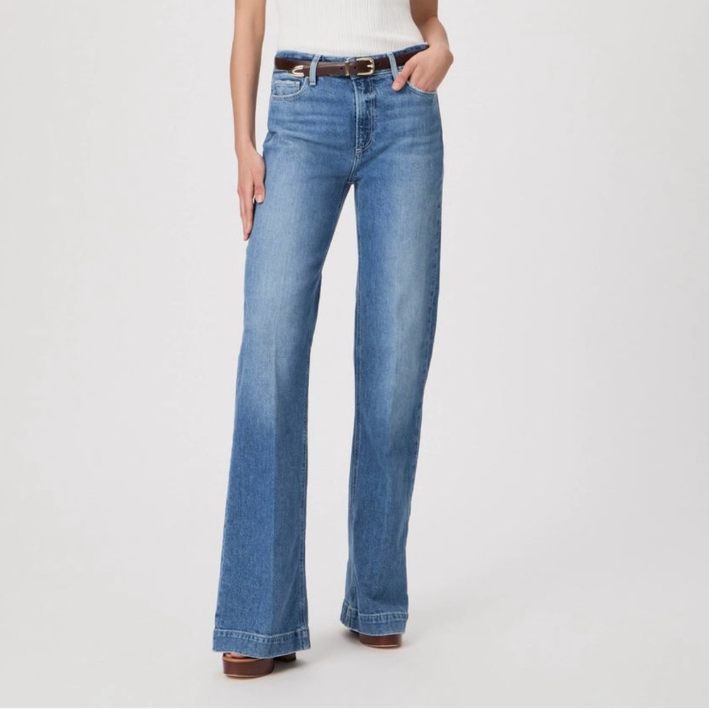 Paige Leenah 32” Slim Wide Leg Jeans, color Wings size 24